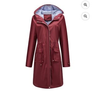 Women's Burgundy Hooded Raincoat